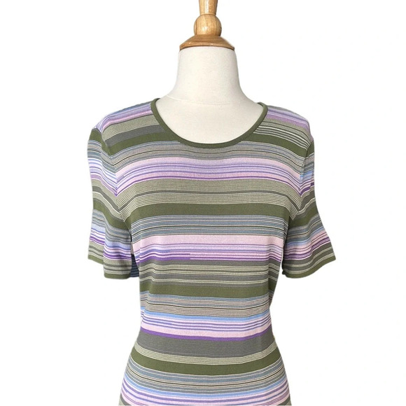 SHOSHANNA Adena Multi-Colored Stripe Knit Dress Retro Preppy Career, Size Large - Picture 4 of 16